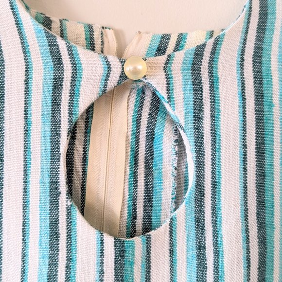 Vintage Turquoise/Green and White Striped Dress - Picture 3 of 6